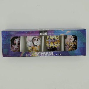 NEW Disney Villains Set Of 4 Shot Glasses 1.5 oz Cruella Evil Queen Ursula